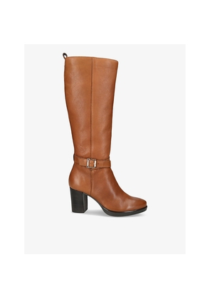 Womens Carvela Silver 2 Buckle-Embellished Leather Knee-High Boots