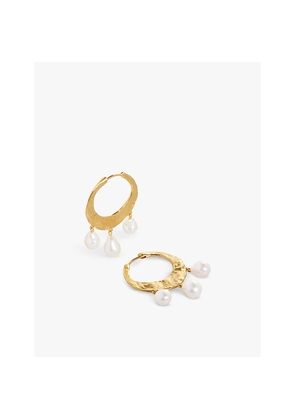 Womens Monica Vinader Capri Baroque 18ct Yellow Gold-Plated Vermeil Sterling-Silver and Pearl Hoop Earrings