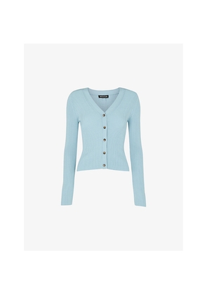 Womens Whistles V-Neck Slim-Fit Ribbed Knitted Cardigan