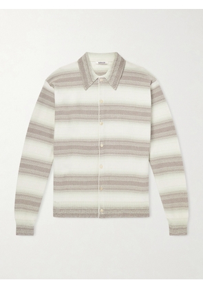 Auralee - Dégradé Striped Knitted Cotton and Silk-Blend Cardigan - Men - Gray - 3