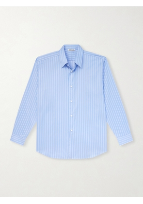 Auralee - Striped Cotton and Silk-Blend Shirt - Men - Blue - 3