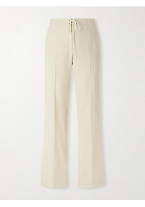 Auralee - Straight-Leg Wool, Cotton and Linen-Blend Oxford Drawstring Trousers - Men - Neutrals - 3
