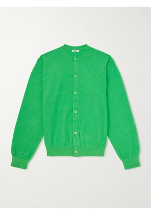 Auralee - Brushed Cashmere and Cotton-Blend Cardigan - Men - Green - 3