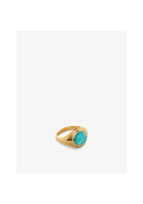Womens Monica Vinader Eclipse 18ct Yellow Gold-Plated Vermeil Sterling-Silver and Amazonite Signet Ring