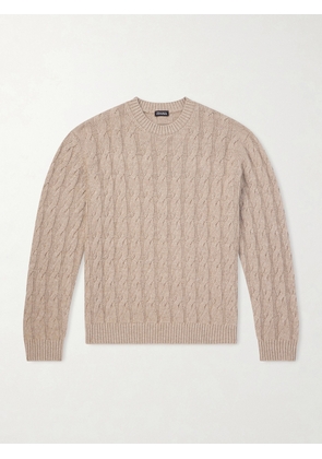 Zegna - Cable-Knit Linen, Cashmere and Silk-Blend Sweater - Men - Neutrals - IT 48