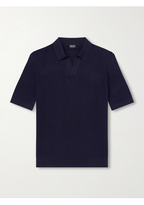 Zegna - Slim-Fit Cotton-Piqué Polo Shirt - Men - Blue - IT 46