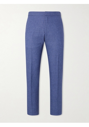 Zegna - Tapered Linen Trousers - Men - Blue - IT 46