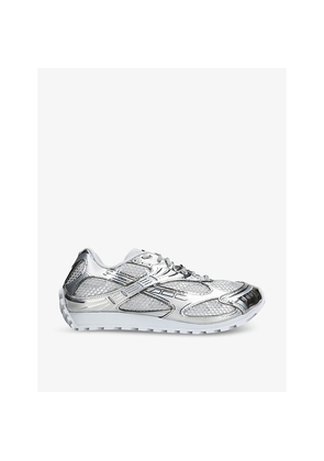 Mens Bottega Veneta Orbit Metallic-Panel Net-Covered Low-Top Trainers