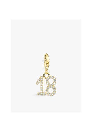 Womens Thomas Sabo '18' Gold-Plated 925 Sterling-Silver and Zirconia Pendant Charm
