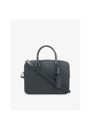 Mens Sandro Large Logo-Embossed Faux-Leather Briefcase