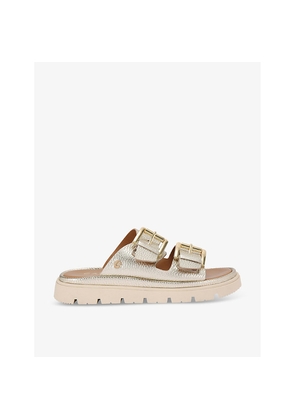 Womens Carvela Comfort Pavilion Buckle-Strap Metallic-Leather Sandals