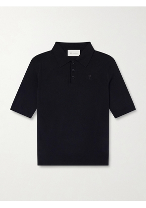 AMI PARIS - Logo-Embroidered Cotton Polo Shirt - Men - Black - XS