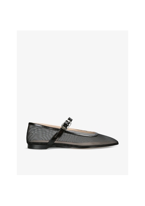 Womens Le Monde Beryl Round-Toe Trimmed Mesh and Patent-Leather Mary Jane Courts