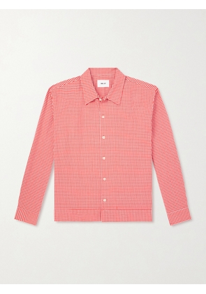 NN07 - Reed 50057 Checked Organic Cotton-Blend Seersucker Shirt - Men - Red - S