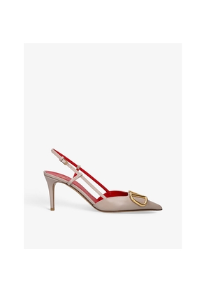 Womens Valentino Garavani Vlogo 80 Pointed-Toe Leather Slingback Courts