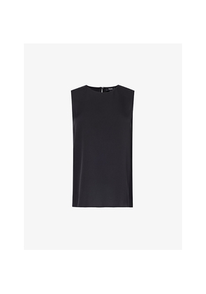 Womens Theory Sleeveless Round-Neck Silk Top