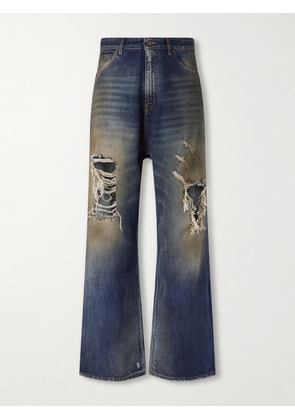VETEMENTS - Trashed Wide-Leg Distressed Jeans - Men - Blue - UK/US 28