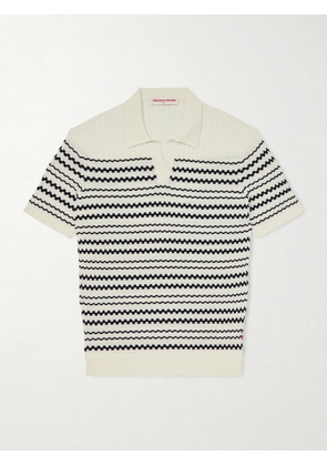 Orlebar Brown - Canet Striped Ribbed-Knit Organic Cotton Polo Shirt - Men - Neutrals - S