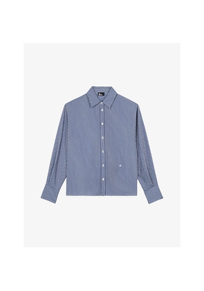 Womens The Kooples Stripe Straight-Cut Woven Shirt