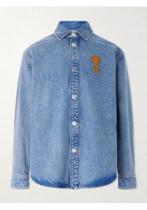 AMI PARIS - Logo-Embroidered Denim Overshirt - Men - Blue - XS