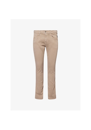 Mens Replay Anbass Slim-Fit Tapered-Leg Stretch-Cotton Trousers