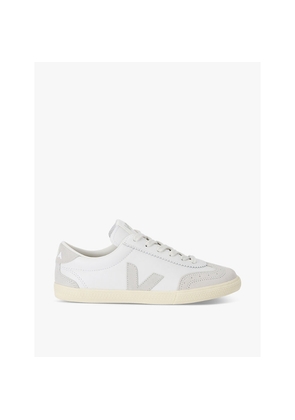 Womens Veja Men's Volley Logo-Embroidered Leather Low-Top Trainers
