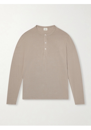 Hartford - Garment-Dyed Lyocell and Cotton-Blend Jersey Henley Shirt - Men - Neutrals - S