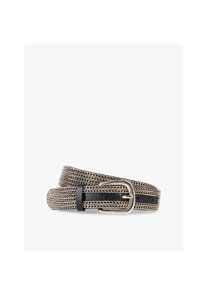 Womens The Kooples Chain-Embellished Leather Belt