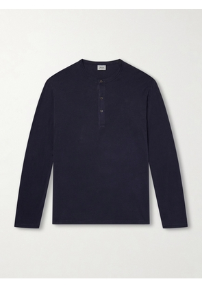 Hartford - Garment-Dyed Lyocell and Cotton-Blend Jersey Henley Shirt - Men - Blue - S