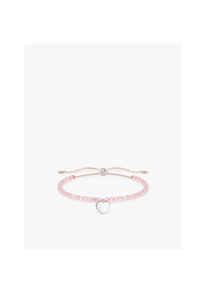 Womens Thomas Sabo Heart 925 Sterling-Silver and Rose-Quartz Adjustable Pendant Bracelet
