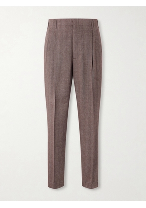 Brunello Cucinelli - Straight-Leg Pleated Linen and Wool-Blend Suit Trousers - Men - Brown - IT 46