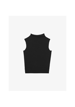 Womens Reiss Harper Funnel-Neck Sleeveless Wool Top