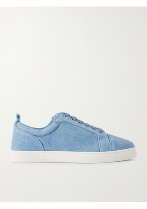 Christian Louboutin - Louis Junior Orlato Grosgrain-Trimmed Printed Suede Sneakers - Men - Blue - EU 41