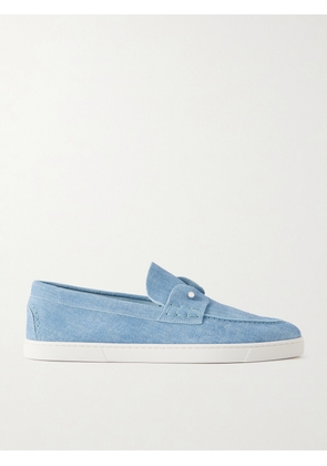 Christian Louboutin - Chambeliboat Embellished Printed Suede Loafers - Men - Blue - EU 40