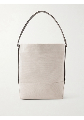 LEMAIRE - Leather-Trimmed Cotton-Canvas Tote Bag - Men - Neutrals