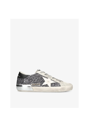 Womens Golden Goose Super Star 90432 Glitter-Embellished Leather Low-Top Trainers