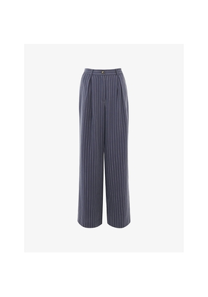 Womens Whistles Lottie Relaxed-Fit High-Rise Pinstripe Woven Trousers