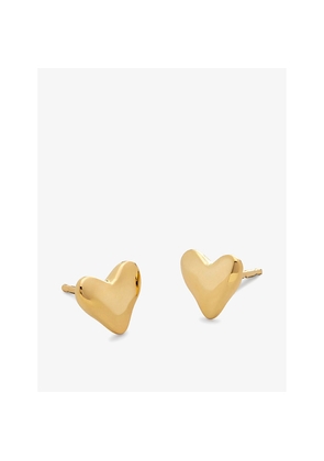 Womens Monica Vinader Heart 18ct Yellow Gold-Plated Vermeil Sterling-Silver Stud Earrings