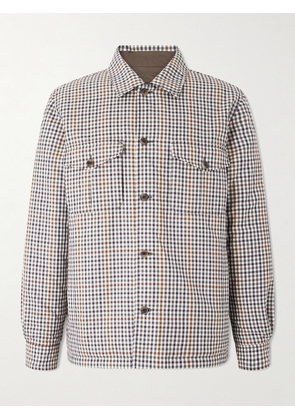Dunhill - Reversible Padded Checked Wool Overshirt - Men - Brown - S