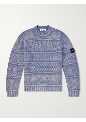 Stone Island - Logo-Appliquéd Printed Cashmere and Wool-Blend Sweater - Men - Blue - M