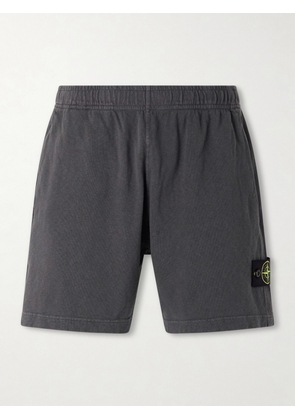 Stone Island - Straight-Leg Logo-Appliquéd Garment-Dyed Cotton-Jersey Shorts - Men - Gray - S