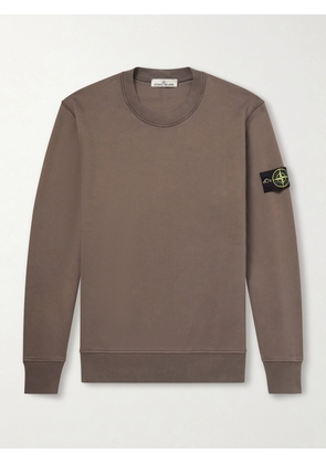 Stone Island - Logo-Appliquèd Garment-Dyed Organic Cotton-Jersey Sweatshirt - Men - Brown - S