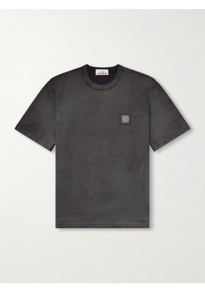 Stone Island - Logo-Appliquéd Reflective Garment-Dyed Cotton-Jersey T-Shirt - Men - Black - S