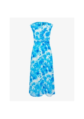 Womens Whistles Daina Floral-Print V-Neck Woven Midi Dress