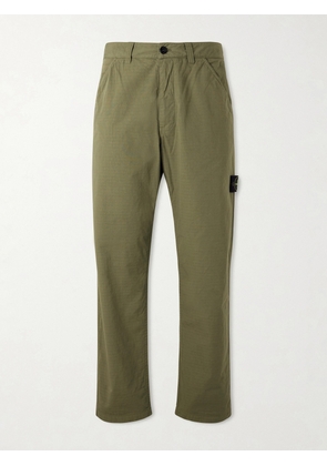Stone Island - Straight-Leg Logo-Appliquéd Cotton-Ripstop Trousers - Men - Green - UK/US 28