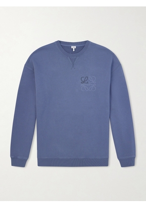 LOEWE - Logo-Embroidered Printed Cotton-Jersey Sweatshirt - Men - Blue - S
