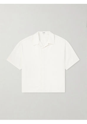 LOEWE - Camp-Collar Logo-Embroidered Cotton-Twill Shirt - Men - White - EU 38