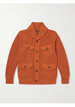 RRL - Shawl-Collar Ribbed Cotton and Wool-Blend Cardigan - Men - Orange - S