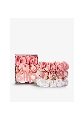 Womens Slip Petal Large Pack Of Three Silk Scrunchies