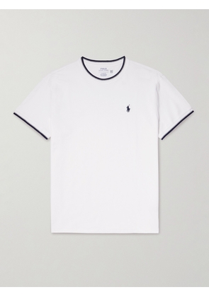 Polo Ralph Lauren - Contrast-Tipped Embroidered Cotton-Blend Jersey T-Shirt - Men - White - XS